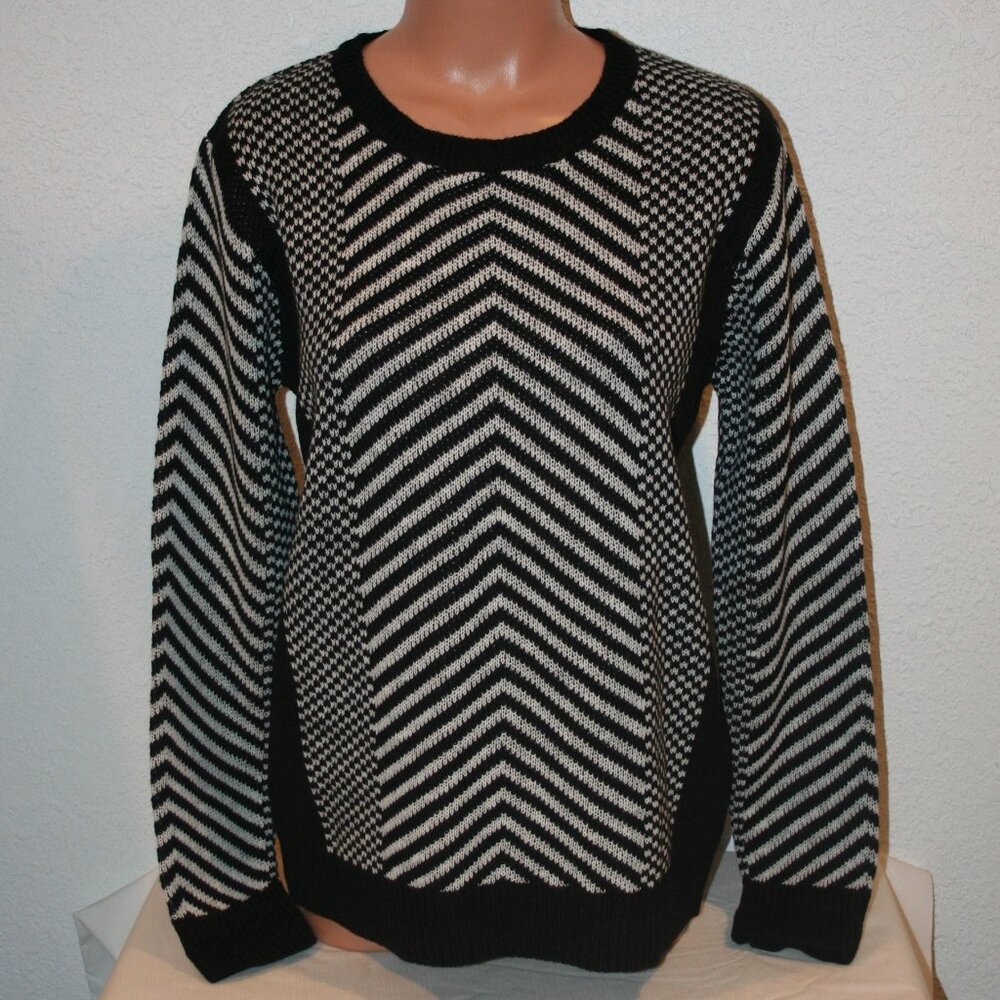 CHARLIE PAIGE Black White Small Sweater Chest: 41" Excellent Womens Pullover